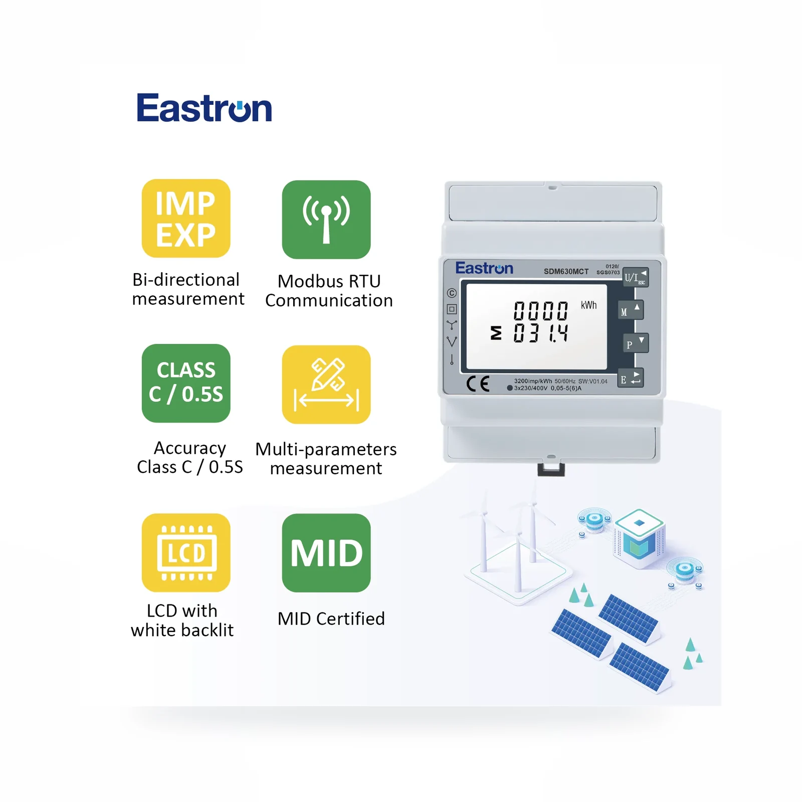 Deye Medidor Con Ct SDM630 Mct Indirecta Series Eastron – Reiki Energía Solar