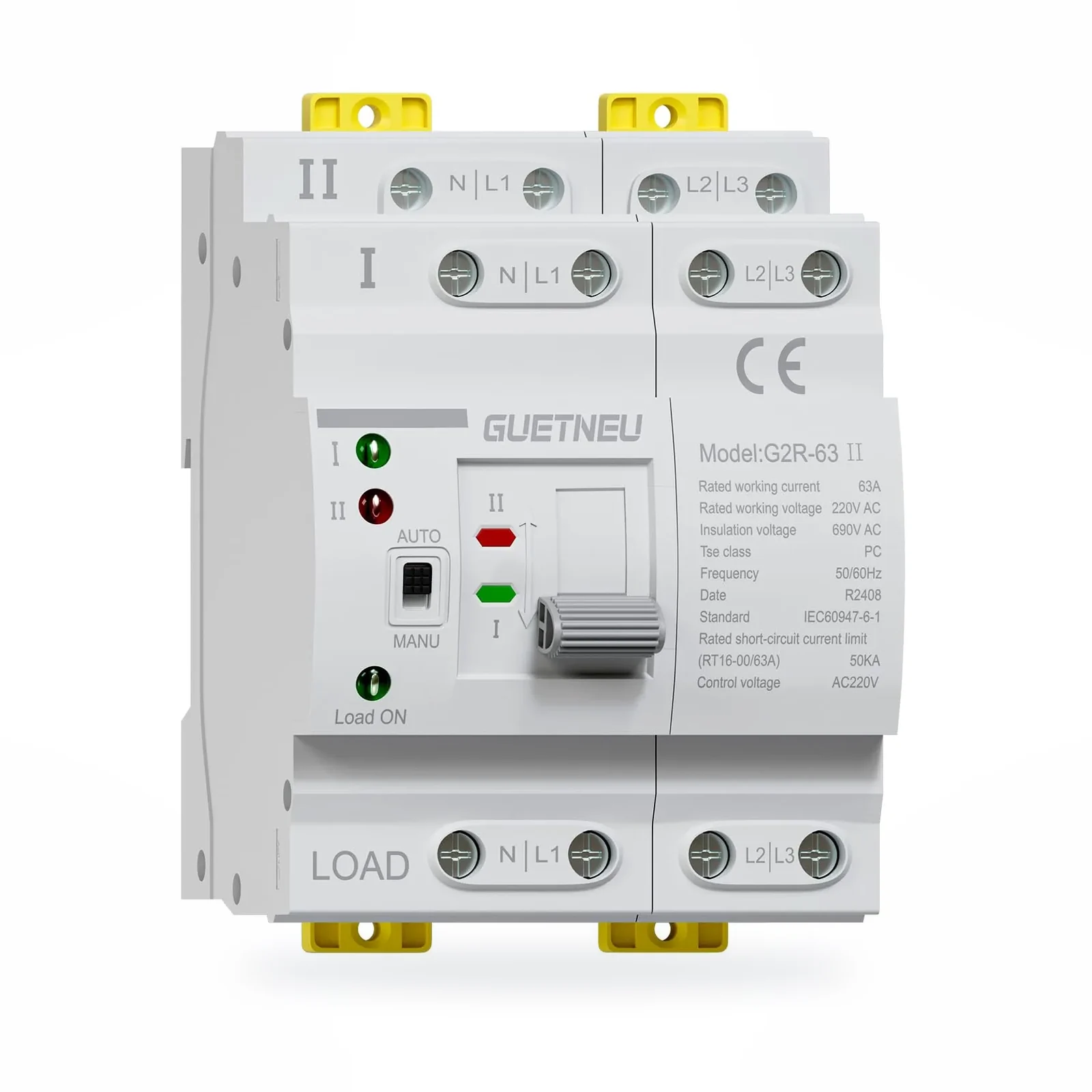 Suntree Transferencia Automatica AC -SQ8T-63 4P Trifasica 3A 230VAC – Reiki Energía Solar