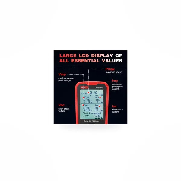 Uni-t Tester Solar MPPT 5-800W-0-35AH Display Lcd/ UT673PV – Reiki Energía Solar